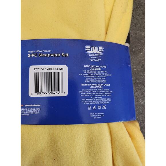 Minions Flannel Pajamas‎ Sleepwear Set Size 4 / 5 block Minion Boys 2 Pcs New - Picture 9 of 9